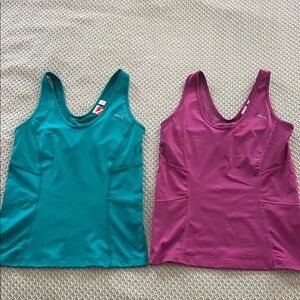 Puma Women's Teal and Magenta Athletic Tank Tops